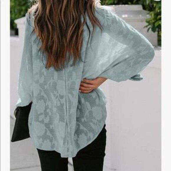 Floral Textured Button Down Over Shirt - Picture 3 of 6